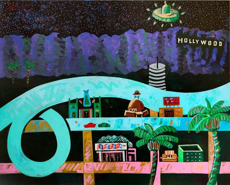 Frank Romero, Saucers Seen Over Hollywood. Source: Luis De Jesus Los Angeles